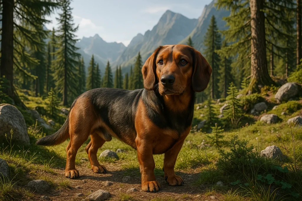 This image presents the breed in its natural mountainous habitat with lifelike detail.